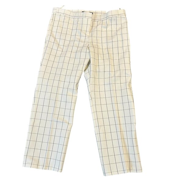 NWT Amanda + Chelsea Ivory and Black Windowpain Print Cropped Pants Size 16 - Picture 1 of 4